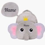 Personalized Gray Elephant Plush Backpack