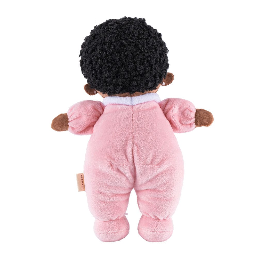 OUOZZZ Personalized Deep Skin Tone Pink Mini Plush Baby Doll Mini doll