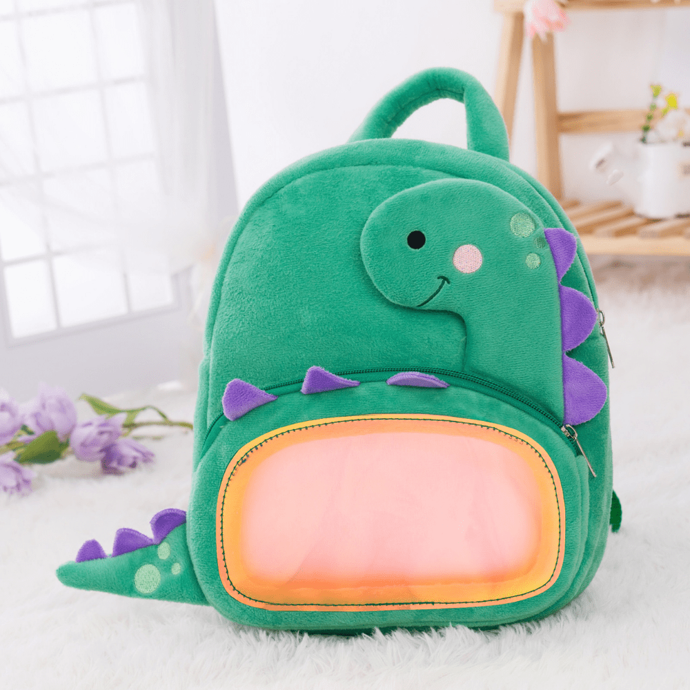 OUOZZZ Personalized Green Dinosaur Plush Backpack