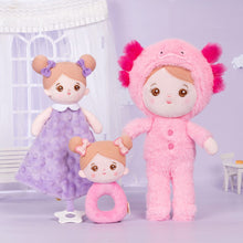 Load image into Gallery viewer, OUOZZZ Personalized Pink Newt Plush Baby Doll With Rattle &amp; Towel🔔