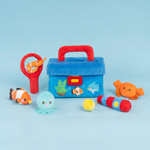 Load image into Gallery viewer, Personalized Baby&#39;s First Fishing Tackle Box Plush Playset Sound Toy Gift Set