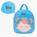 Personalized Blue Plush Backpack