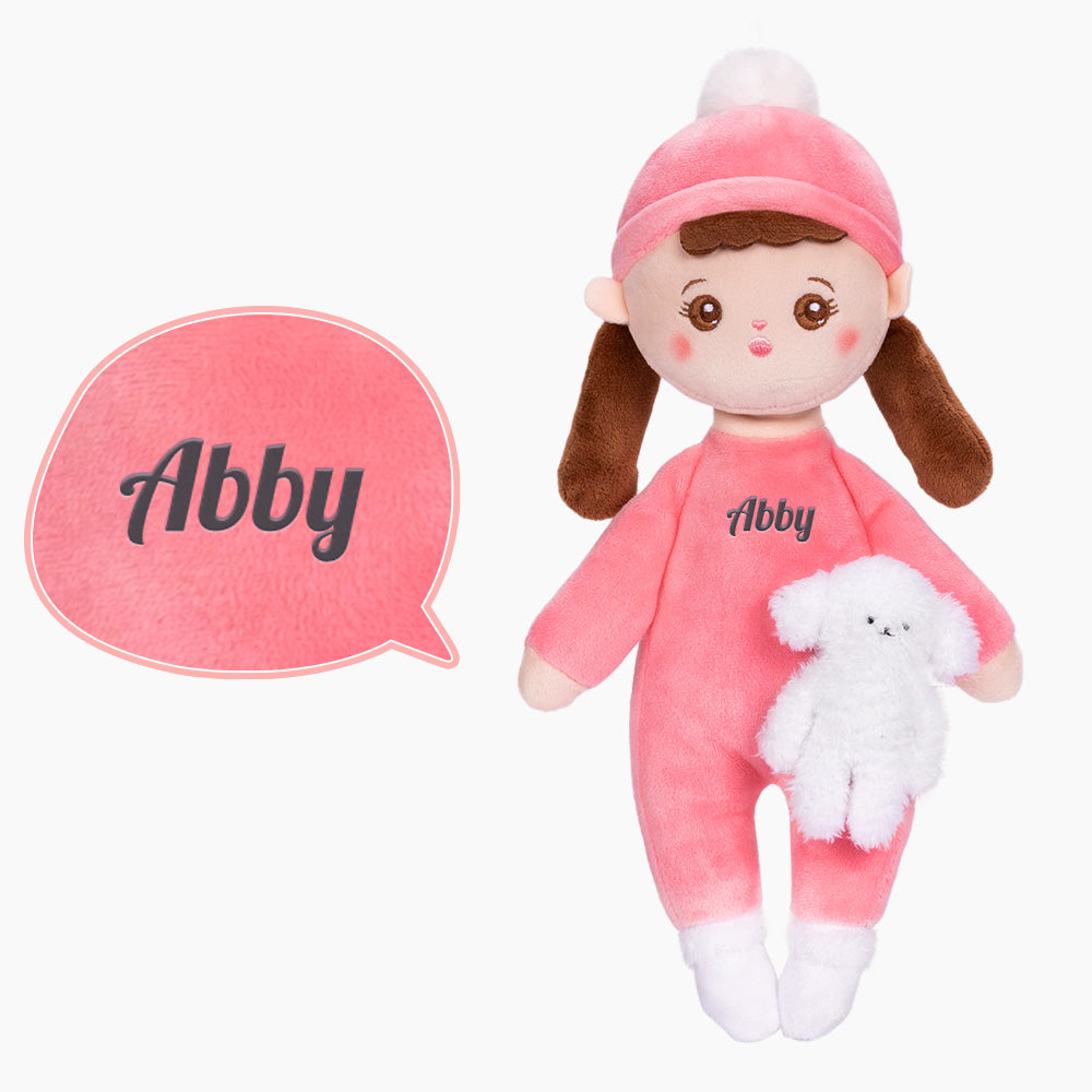 Personalized Mini Plush Braid Girl Baby Doll & Gift Set