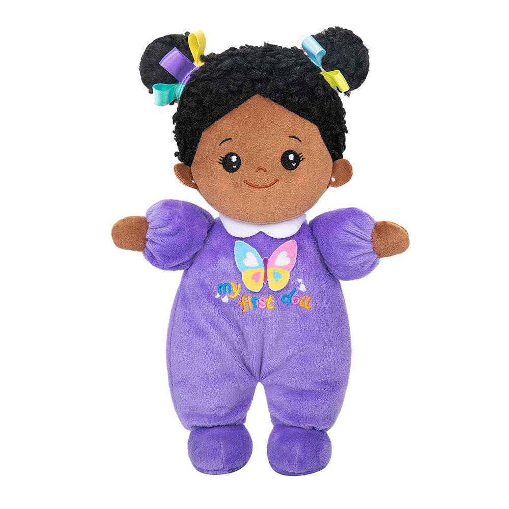 Personalized Purple Deep Skin Tone Mini Plush Baby Doll