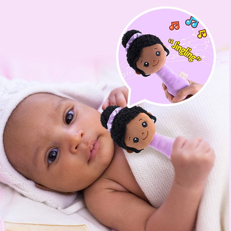 iFrodoll iFrodoll Deep Skin Plush Nevaeh Chewable Rattle 2-Piece Rattle Set