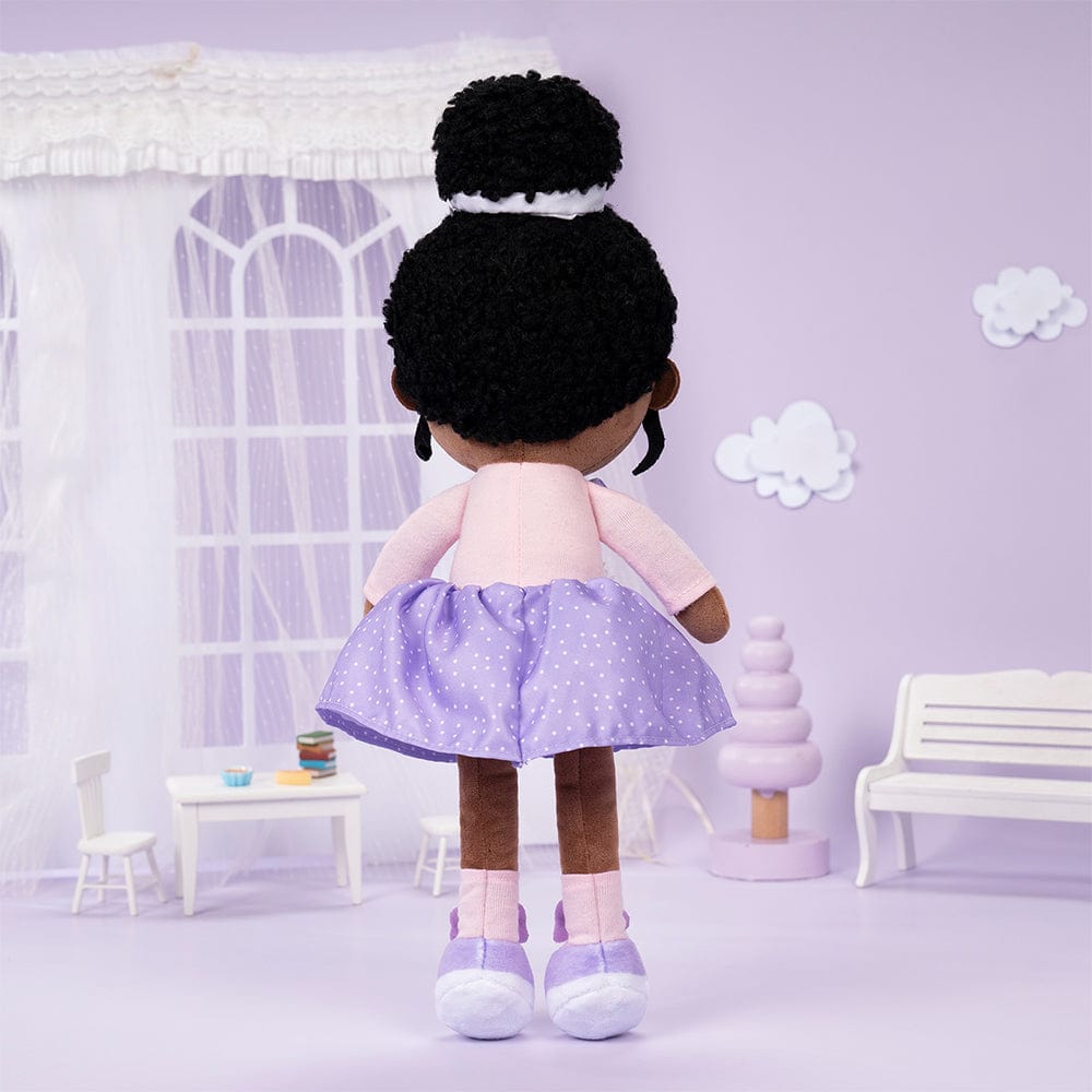 OUOZZZ Personalized Deep Skin Tone Plush Purple Bunny Doll