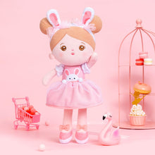 Load image into Gallery viewer, OUOZZZ Personalized Bunny Plush Baby Girl Doll &amp; Felt Gift Bag Set
