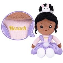 Load image into Gallery viewer, OUOZZZ Ouozzz Personalized Easter Bunny Plush Doll Spring Gift Set For Kids Deep Skin Purple Nevaeh Doll