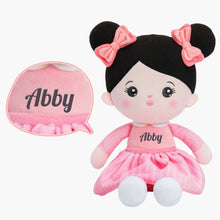 Load image into Gallery viewer, OUOZZZ Personalized Plush Doll Gift Set For Kids Black Hair Pink Doll♣