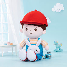 Load image into Gallery viewer, OUOZZZ Personalized Rabbit Overalls Plush Baby Boy Doll