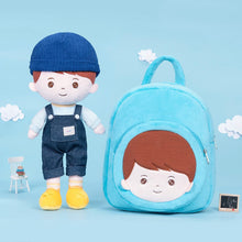 Load image into Gallery viewer, OUOZZZ Personalized Baby Doll + Backpack Combo Gift Set Brown Hair Boy Doll / Doll + Backpack (⭐Save $5)