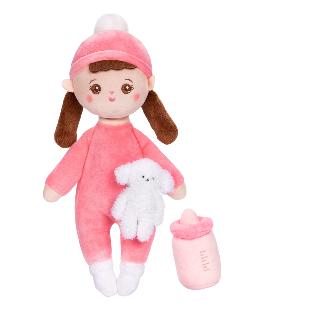 Personalized Mini Plush Braid Girl Baby Doll & Gift Set