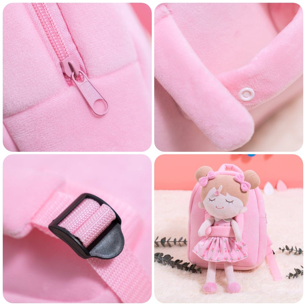 OUOZZZ Personalized Pink Plush Backpack Pink Bag