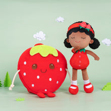 Load image into Gallery viewer, Personalized Deep Skin Tone Plush Red Strawberry Doll