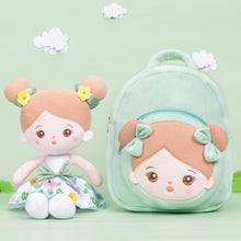 Load image into Gallery viewer, OUOZZZ Personalized Green Plush Baby Backpack With Green Abby