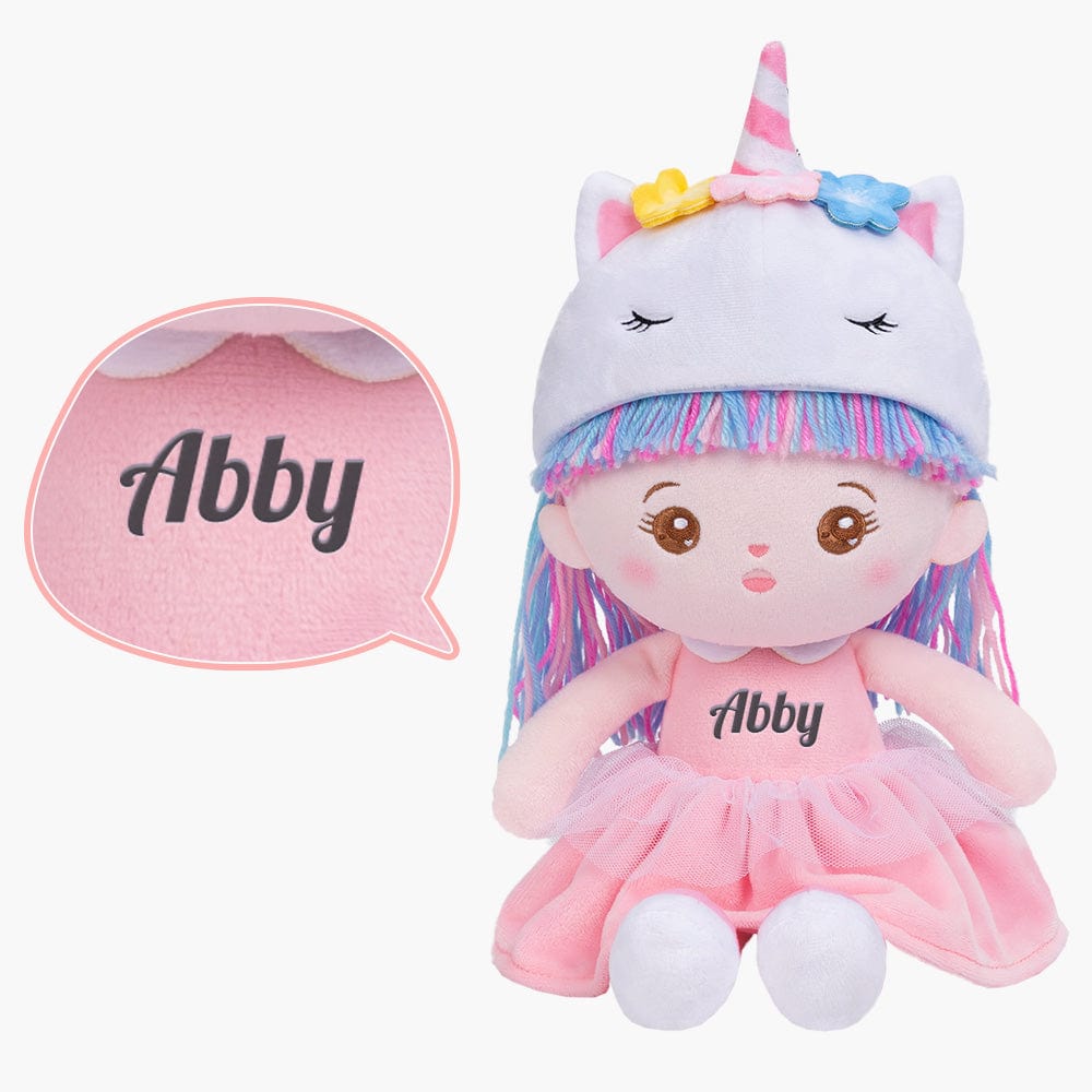 OUOZZZ Personalized Plush Doll Gift Set For Kids Pink Unicorn Girl Doll