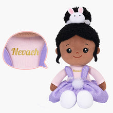 Load image into Gallery viewer, OUOZZZ Personalized Deep Skin Tone Plush Purple Bunny Doll