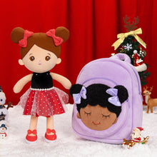 Load image into Gallery viewer, Personalizedoll Christmas Sale - Personalized Baby Doll + Backpack Combo Gift Set Deep Red Dress Doll / Doll + Backpack