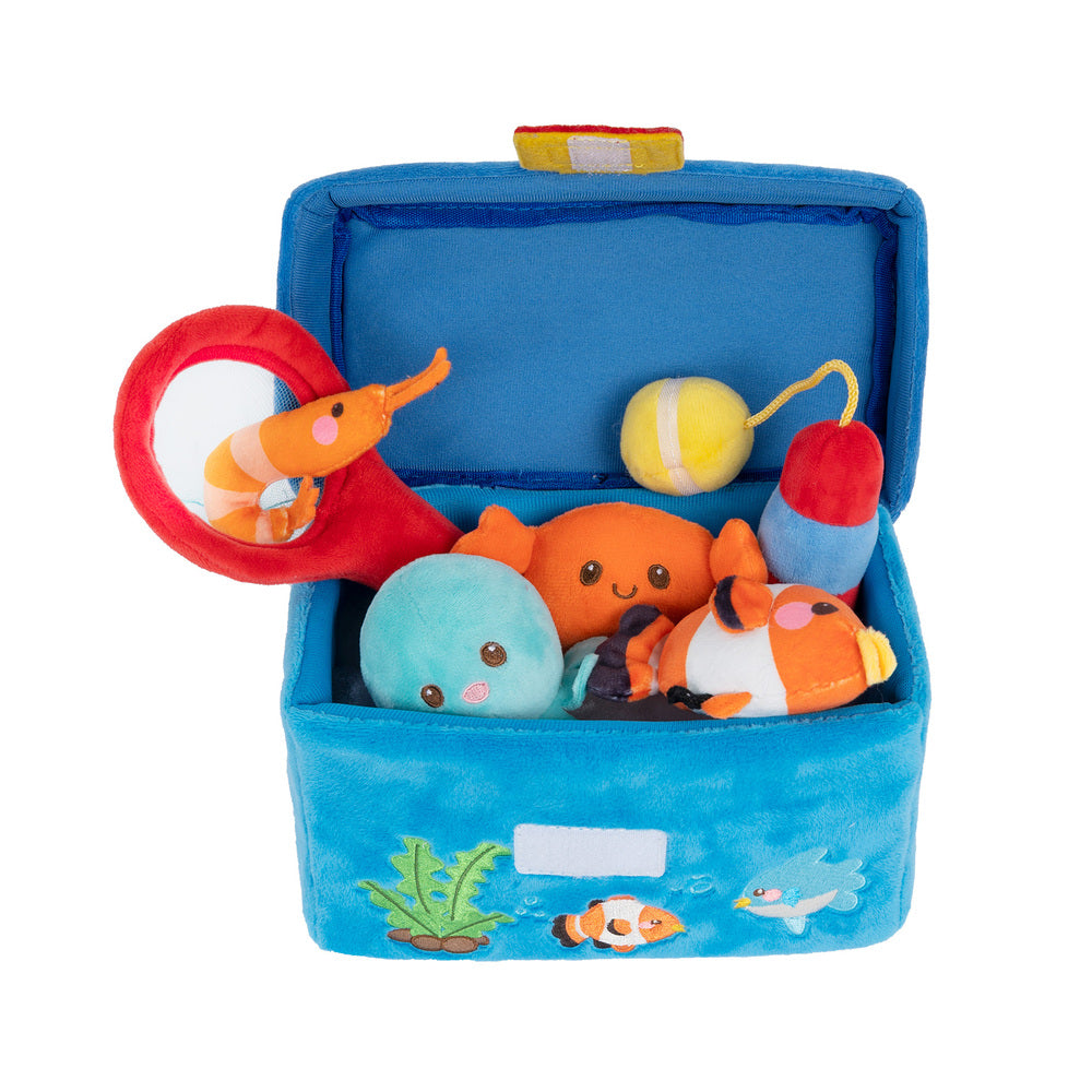 Personalized Baby's First Fishing Tackle Box Plush Playset Sound Toy Gift Set