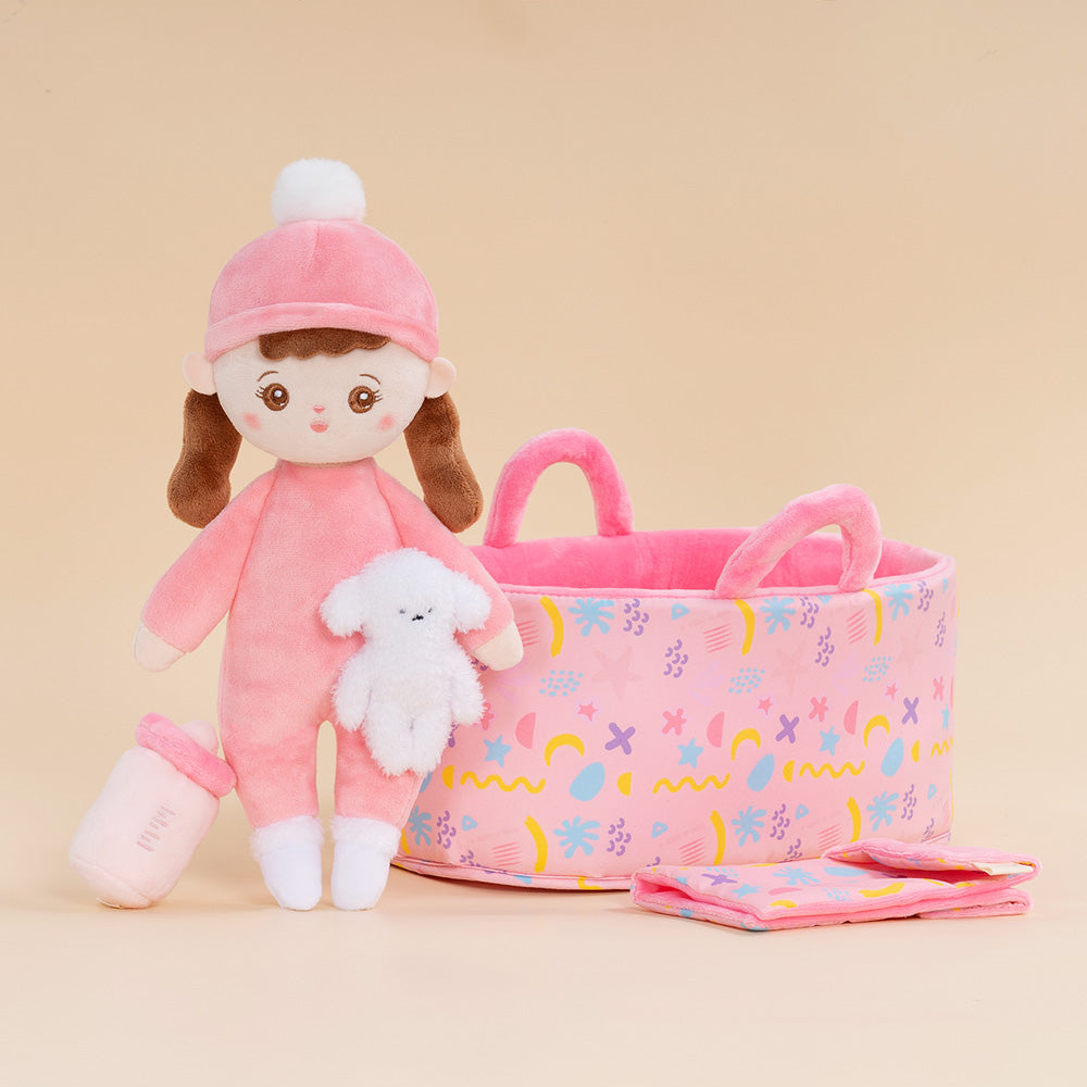 Personalized Mini Plush Braid Girl Baby Doll & Gift Set