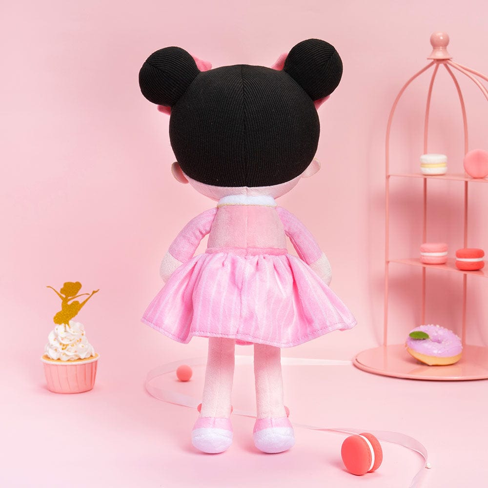 Personalized Pink Dress & Black Hair Doll