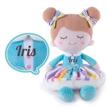Load image into Gallery viewer, OUOZZZ Personalized Plush Rag Baby Girl Doll + Backpack Bundle -2 Skin Tones Iris - Rainbow / Only Doll