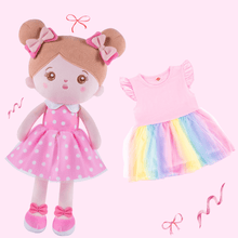 Load image into Gallery viewer, OUOZZZ Personalized Abby Pink Doll with Pink Baby Rainbow Dress Doll + Dress / 90